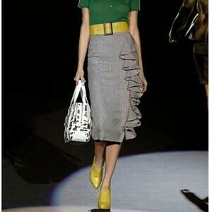 L.A.M.B. by Gwen Stefani Vintage Y2K Houndstooth Ruffle Detail Skirt